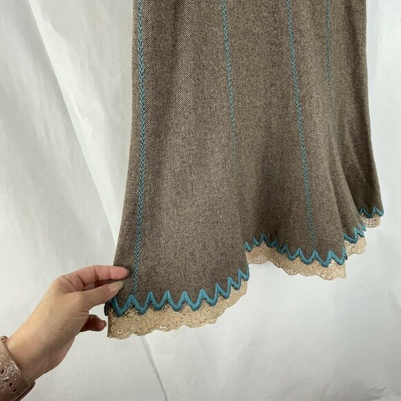 Tibi Tweed Lace Trim Hem Wool Blend Flare Skirt NWOT Size 4 - Picture 5 of 9